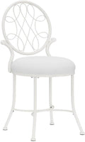Hillsdale O'Malley Metal Vanity Stool for Makeup Room or Bathroom, White