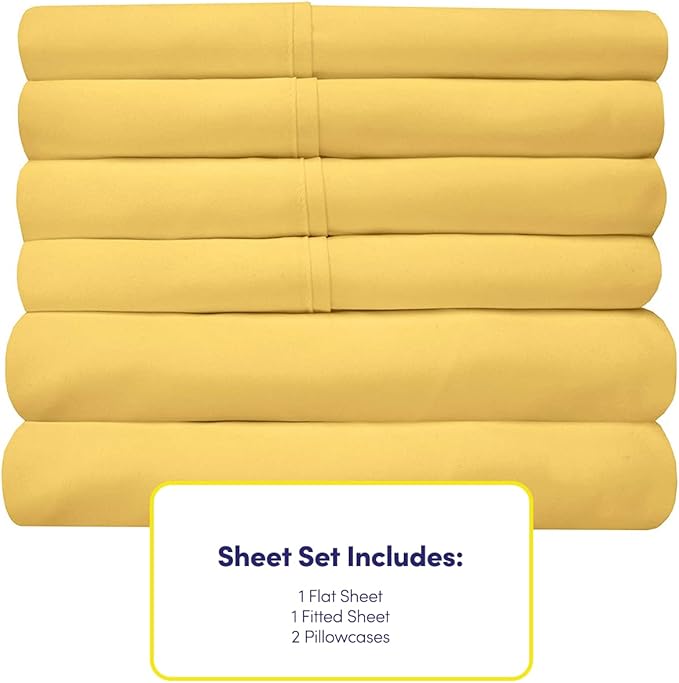 Twin Size Bed Sheets - 4 Piece 1500 Supreme Collection Fine Brushed Microfiber Deep Pocket Twin Sheet Set Bedding - 1 EXTRA PILLOW CASES, GREAT VALUE, Twin, Yellow