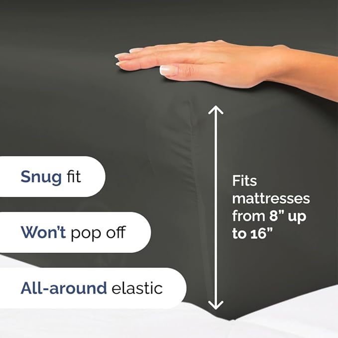 Full Size 4 Piece Sheet Set - Comfy Breathable & Cooling Bed Sheets Set - Hotel Luxury Bedding for Women, Men, Kids, Teens, Boys & Girls - Deep Pockets, Ultra-Soft, Wrinkle Free - Oeko-Tex - Charcoal