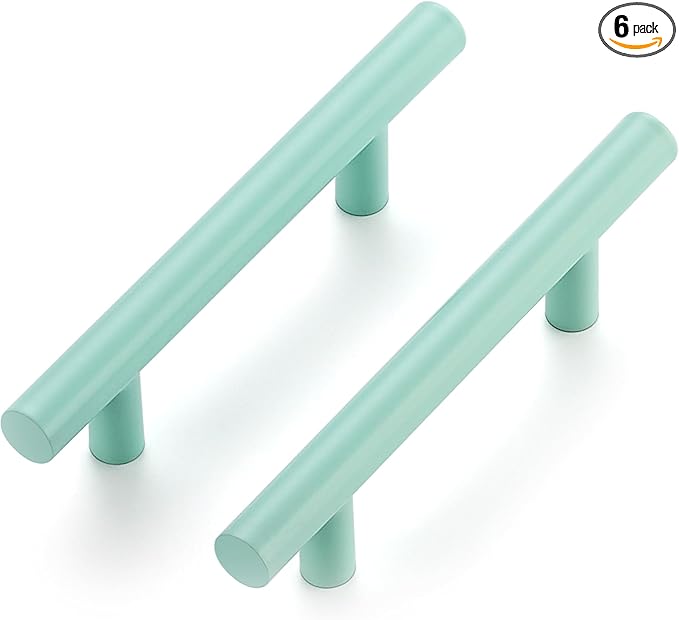Ravinte 6 Pack | 5 Inch Cabinet Pulls Green Stainless Steel Kitchen Drawer Pulls Cabinet Handles 5 InchLength, 3 Inch Hole Center