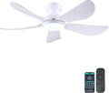 46 Inch Modern Ceiling Fans with Lights, Flush Mount Ceiling Fan with Light and Remote/APP Control, 5 Reversible 6 Speeds Curved Blades, 3 CCT Dimmable Lights for Bedroom, White