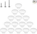 HUAMULAN 15PCS White Glossy Ceramic Knobs Button Round Mushroom Cabinet Dresser Vintage Pulls Door Handles Cupboard Wardrobe Drawer, Dia. 1.5 inch 38mm