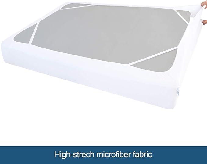 Twin Size Box Spring Cover with Smooth and Elastic Woven Material, Alternates for Bed Skirt, Wrinkle & Fading Resistant, Washable, Dustproof, White