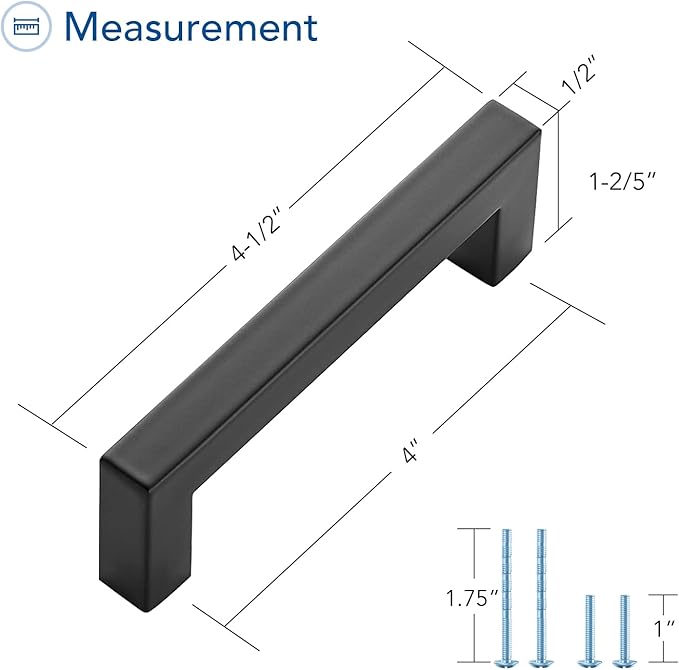 Ravinte 15 Pack Black Cabinet Pulls 4 Inch Square Kitchen Cabinet Handles Matte Black Kitchen Hardware for Drawer Pulls Drawer Handles Come with Screwdriver