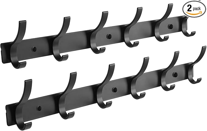 2 Pack Coat Rack Wall Mount, Coat Hooks Wall Mount, Wall Hooks for Hanging, Hat Rack for Wall, Coat Hanger Wall Mount, Towel Hooks for Bathrooms