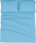 Mejoroom Queen Size Sheet Set - Hotel Luxury 1800 Bedding Sheets & Pillowcases - Deep Pocket Fitted Sheet, Soft, Breathable, Wrinkle & Fade Resistant - 4 Piece (Queen, Denim Blue)