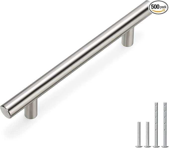 homdiy Kitchen Cabinet Handles Brushed Nickel Drawer Pulls 500 Pack 4in (102mm) Hole Centers Cabinet Pulls Brushed Nickel Cabinet Pulls Cupboard Handles Drawer Handles