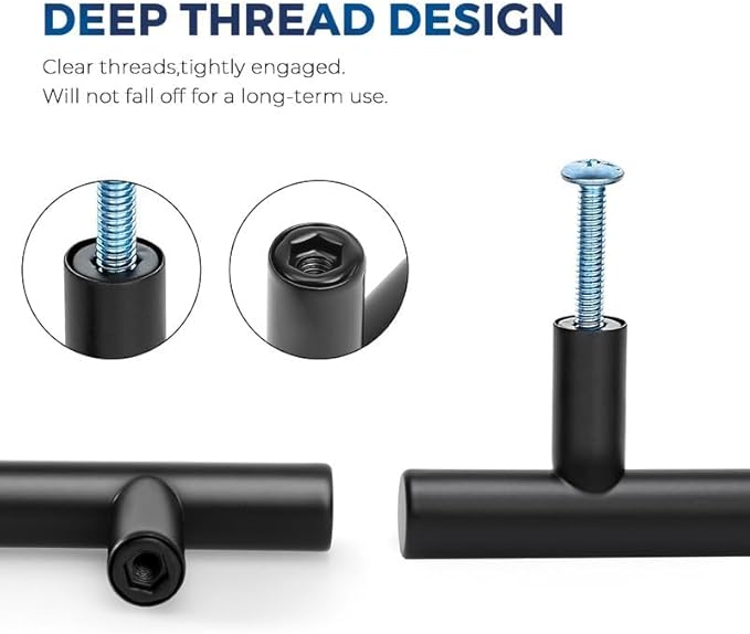 JOY DECOR 3 Pack Cabinet Knobs, Black Cabinet Handles, 2in Kitchen Cabient Knobs, Single Hole Drawer Knobs for Dresser Drawers