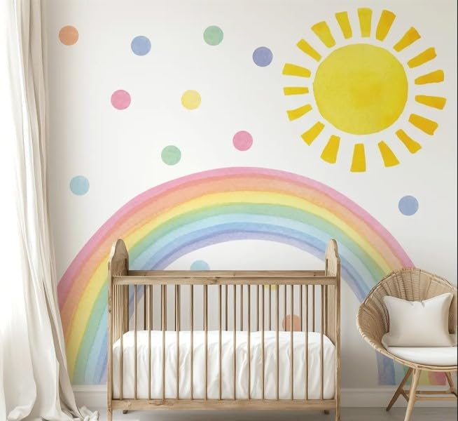 Large Rainbow Wall Decals – Removable Peel and Stick Décor for Kids Room, Playroom, Nursery Walls, and Bedroom Wall Décor - Wall Sticker (99" W x 53" H)