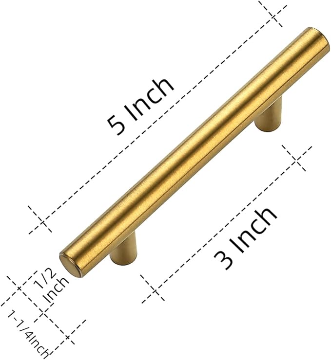 Ravinte 40 Pack 5 Inch Cabinet Pulls Brushed Brass Stainless Steel Kitchen Drawer Pulls Cabinet Handles 5”Length, 3” Hole Center
