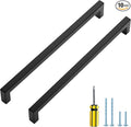 Ravinte 10 Pack Black Cabinet Pulls 10 Inch Square Kitchen Cabinet Handles Matte Black Kitchen Hardware for Drawer Pulls Drawer Handles Come with Screwdriver