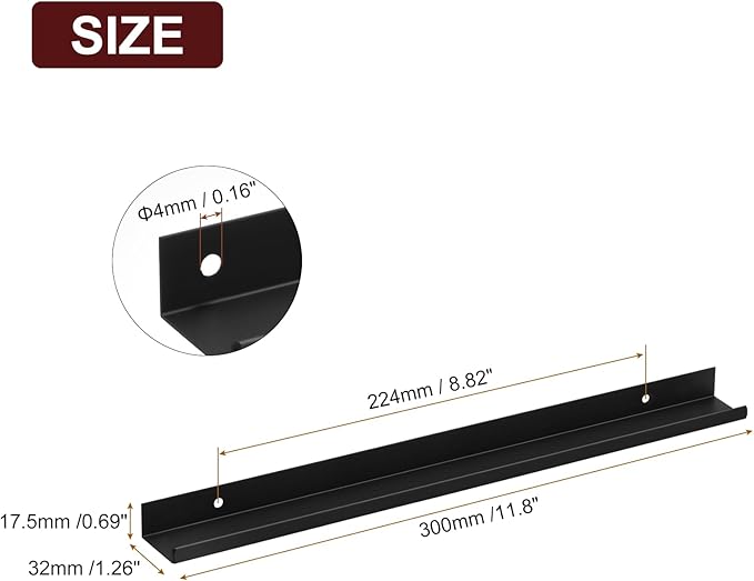 uxcell Cabinet Finger Edge Pull, 3pcs 300mm / 11.81" Aluminum Alloy Back Mount Hidden Cabinet Pulls Concealed Handle for Home Kitchen Drawer Cabinet, Black