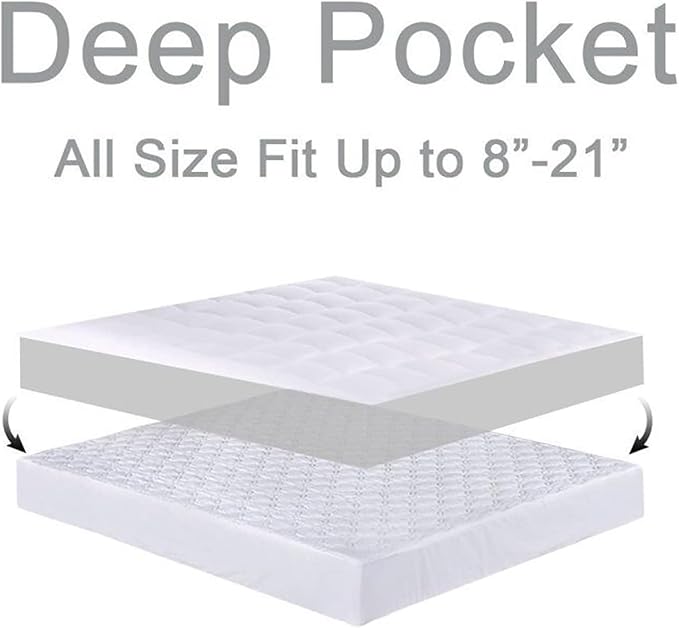Mattress Topper California King Extra Thick Mattress Pad Cover, Plush Pillow Top, Deep Elastic Pocket, Grey