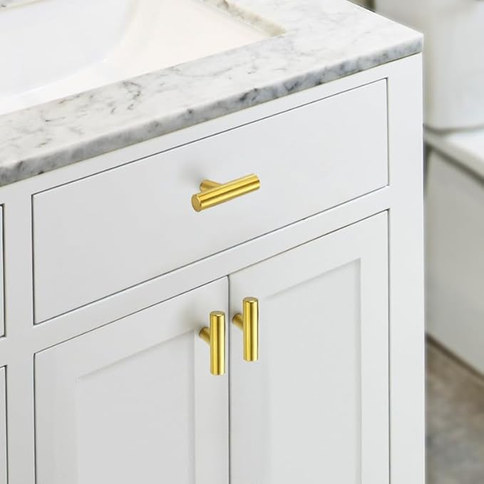 JOY DECOR 10 Pack Cabinet Knobs, Gold Cabinet Handles, 2in Kitchen Cabient Knobs, Single Hole Drawer Knobs for Dresser Drawers