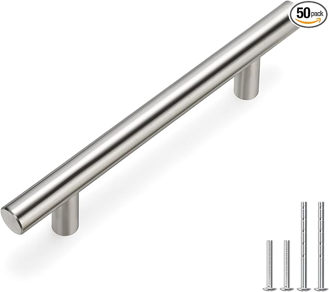 homdiy Cabinet Handles Drawer Pulls Brushed Nickel Modern Pulls for Kitchen Cabinets, 3-1/2in 50Pack