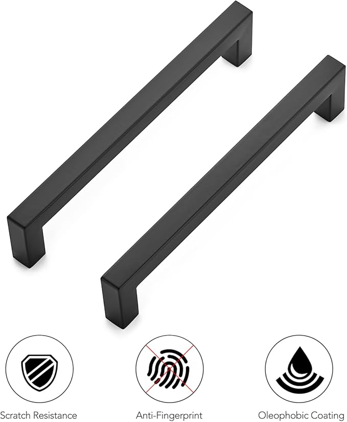 Ravinte 32 Pack Square Cabinet Handles Matte Black Cabinet Pulls Drawer Pulls 6-1/4 Inch Kitchen Hardware