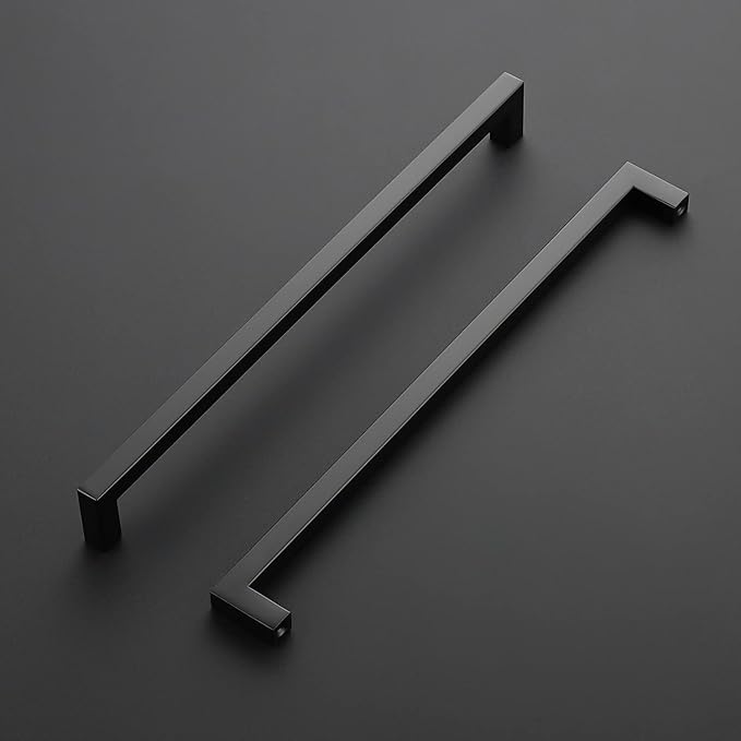 Ravinte 15 Pack Black Cabinet Pulls 11-1/3 Inch Square Kitchen Cabinet Handles Matte Black Kitchen Hardware for Drawer Pulls Drawer Handles Come with Screwdriver