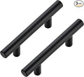 JOY DECOR 3 Pack Cabinet Handles, Black Cabinet Pulls, 3 in Hole Center Kitchen Hardware, Stainless Steel T Bar Handles for Dresser Drawers