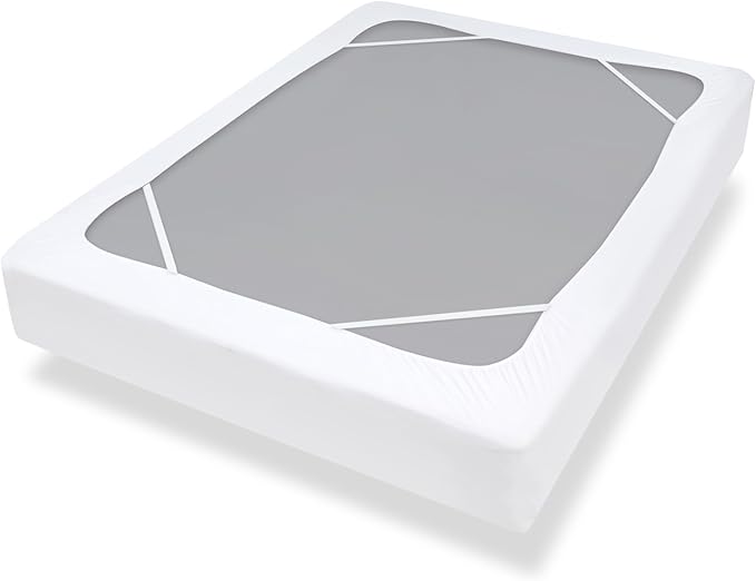 Twin Size Box Spring Cover with Smooth and Elastic Woven Material, Alternates for Bed Skirt, Wrinkle & Fading Resistant, Washable, Dustproof, White