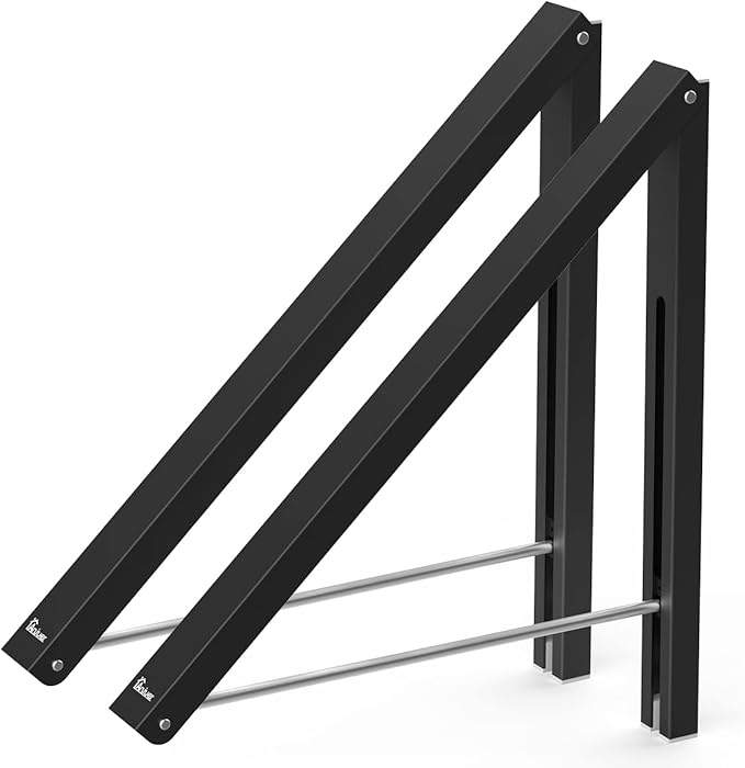 Laundry Room Wall Mounted Drying Rack Clothes Hanger Folding Wall Coat Racks Aluminum Home Storage Organiser Space Savers Black