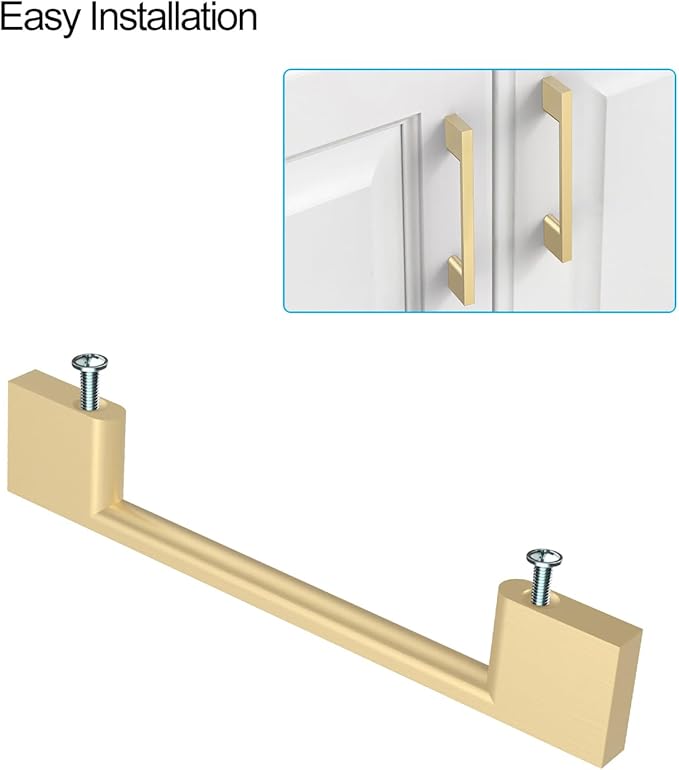 6 Pack Brushed Gold Cabinet Pulls - 11.3 Inch Cabinet Handles - Kitchen Hardware Wardrobe Pulls