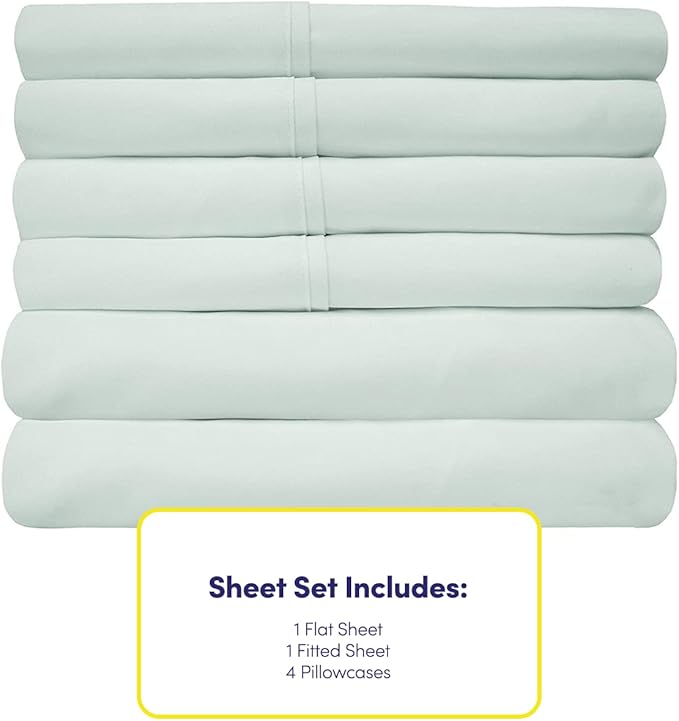 Full Size Bed Sheets - 6 Piece 1500 Supreme Collection Fine Brushed Microfiber Deep Pocket Full Sheet Set Bedding - 2 Extra Pillow Cases, Great Value, Full, Mint