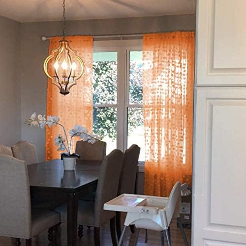 MYSKY HOME Pom Pom Orange Sheer Curtains for Bedroom Girls Room Curtains 72 Inches Long for Nursery Kids Light Filtering Boho Window Drapes, Rod Pocket, 38" Wide, 2 Panels
