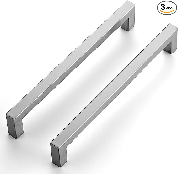 Ravinte 3 Pack Stainless Steel Kitchen Cabinet Handles Brushed Nickel Cabinet Pulls Kitchen Drawer Handles Sleek Dresser Drawer Pulls with 7-1/2 inch Hole Center Satin Nickel Cabinet Hardware