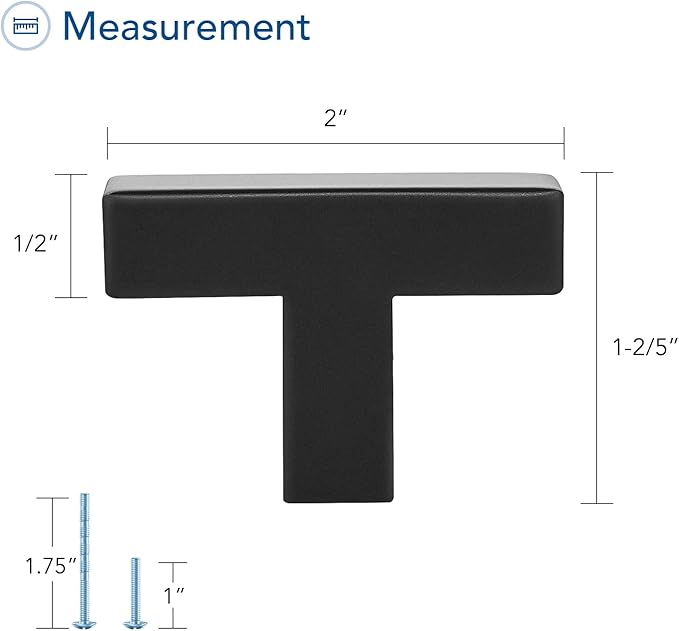 Ravinte 10 Pack Black Cabinet Pulls Single Hole Square Kitchen Cabinet Handles Matte Black Kitchen Hardware for Drawer Pulls Drawer Handles Come with Screwdriver