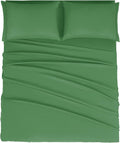 Mejoroom Queen Size Sheet Set - Hotel Luxury 1800 Bedding Sheets & Pillowcases - Deep Pocket Fitted Sheet, Soft, Breathable, Wrinkle & Fade Resistant - 4 Piece (Queen, Calla Green)