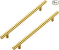 JOY DECOR 3 Pack Cabinet Handles, Gold Cabinet Pulls, 7-1/2 in Hole Center Kitchen Cabinet Handles, Stainless Steel T Bar Handles for Dresser Drawers
