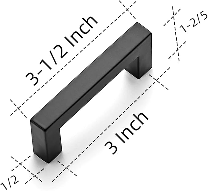 Ravinte 10 Pack 3 Inch Square Cabinet Handles - Matte Black Drawer Pulls, Kitchen Cabinet Hardware