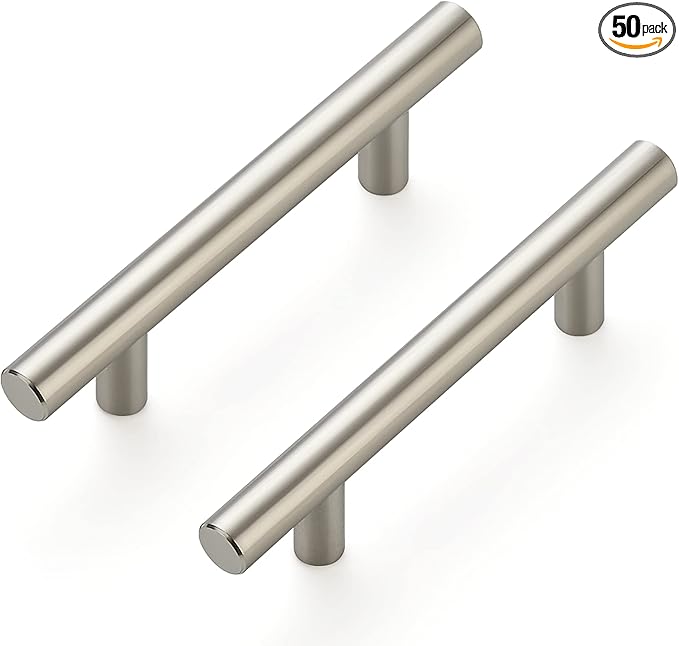 Ravinte 50 Pack | 5 Inch Cabinet Pulls Brushed Nickel Stainless Steel Kitchen Cupboard Handles Cabinet Handles 5 Inch Length, 3 Inch Hole Center