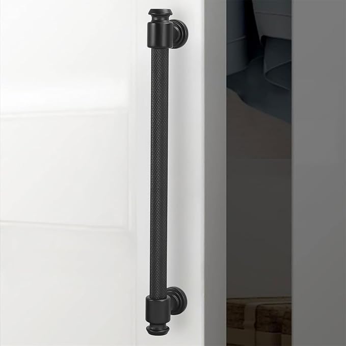 6 Pack Matte Black Cabinet Handles and Drawer Pulls - 12-3/5 inch (320mm) - Black Kitchen Cabinet Hardware