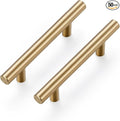 Ravinte 50 Pack 5 Inch Cabinet Pulls Champagne Bronze Stainless Steel Kitchen Drawer Pulls Cabinet Handles 5 InchLength, 3 Inch Hole Center