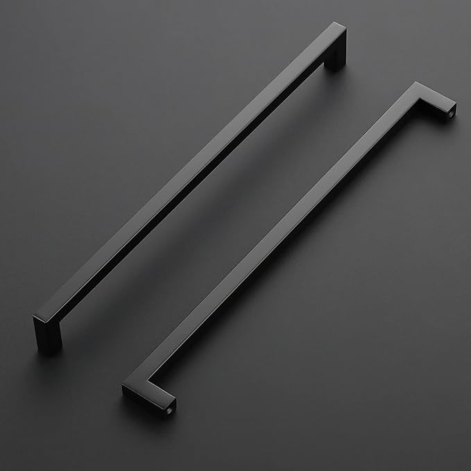 Ravinte 1 Pack Black Cabinet Pulls 12-3/5 Inch Square Cabinet Handles Matte Black Kitchen Hardware for Cabinet Drawer Pulls Come with Screwdriver