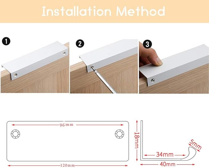 JOOJA 10 Pack Modern Style Finger Edge Pull Furniture DrawerHandles Hidden Cabinet Kitchen Drawer Handles Knobs Gold 120mm