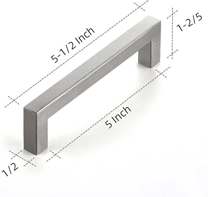 Ravinte 3 Pack 5 Inch Kitchen Square Cabinet Handles Satin Nickel Pulls Brushed Nickel Kitchen Cabinet Hardware Handles for Cupboard Drawer Pulls