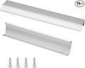 JOOJA 10 Pack Modern Style Finger Edge Pull Furniture DrawerHandles Hidden Cabinet Kitchen Drawer Handles Knobs, Silver 150mm