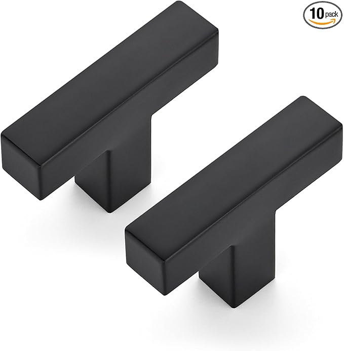 JOY DECOR 10 Pack Cabinet Knobs, Black Cabinet Handles, 2 Inch Kitchen Knobs, Single Hole Drawer Hardware for Dresser Drawers