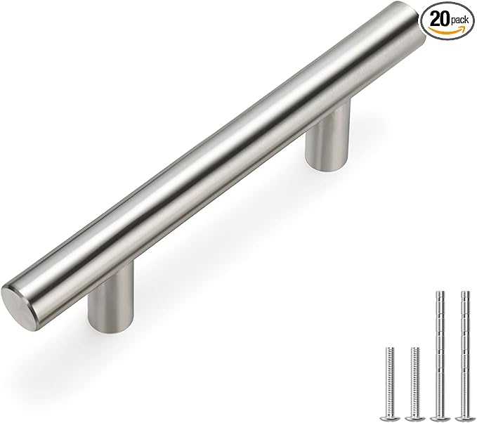homdiy 20 Pack Drawer Pulls Brushed Nickel Cabinet Pulls 201SN Cabinet Hardware Modern Kitchen Cabinet Handles 2-1/2 Hole Centers Cupboard Handles