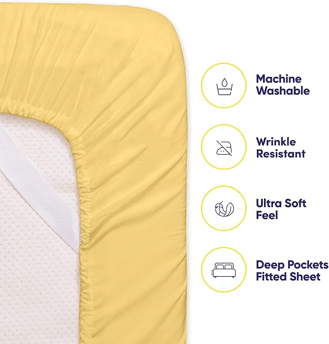 Twin Size Bed Sheets - 4 Piece 1500 Supreme Collection Fine Brushed Microfiber Deep Pocket Twin Sheet Set Bedding - 1 EXTRA PILLOW CASES, GREAT VALUE, Twin, Yellow