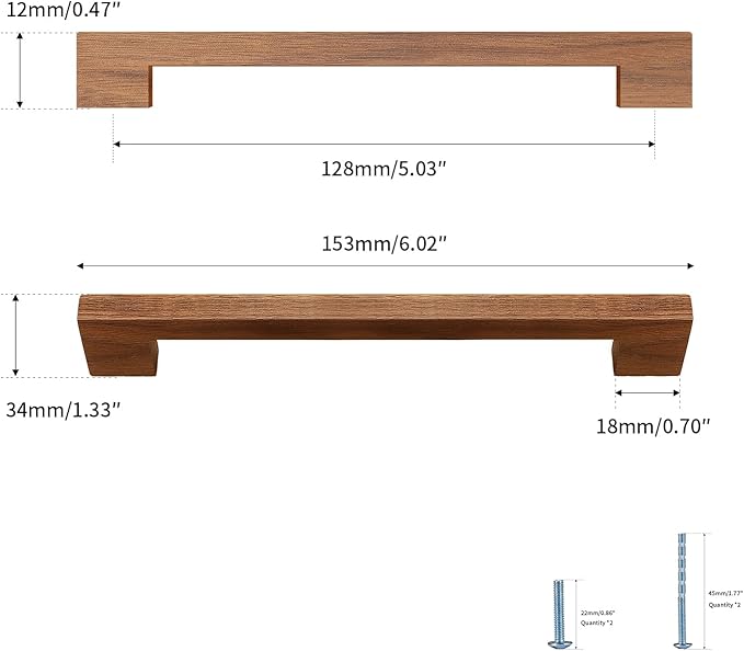 Walnut Square 5 in 10 pcs Wooden Drawer Pulls Handle pulls for cabinets Kitchen Cabinet Drawer pulls Cabinet Door Pull