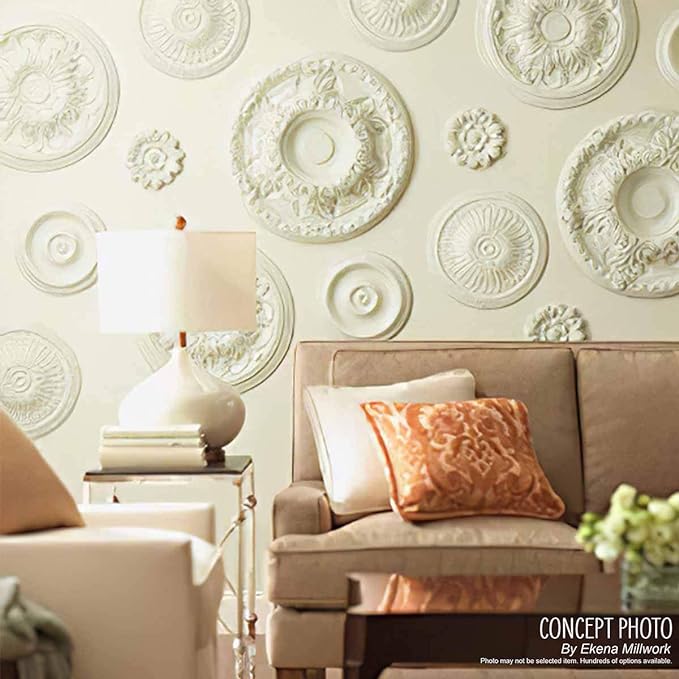 Ekena Millwork CM12BRSHC 12-1/2" x 3-7/8" x 3/4" Bradford Ceiling Medallion, Stone Hearth Crackle