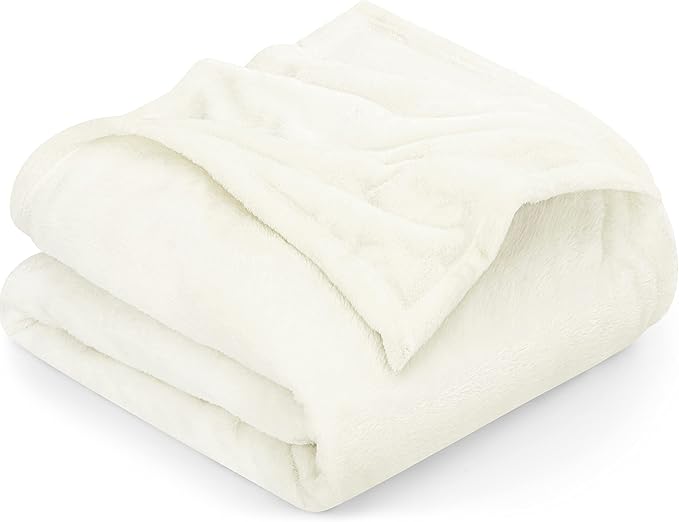 Utopia Bedding Fleece Blanket King Size Ivory 300GSM Luxury Fuzzy Soft Anti-Static Microfiber Bed Blanket (90x102 Inch)