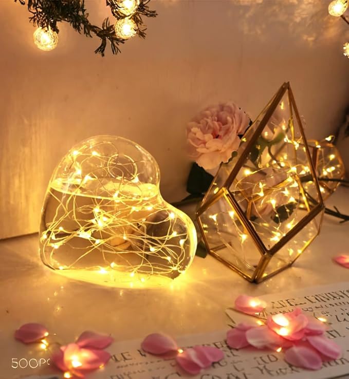 6 Pack Fairy Lights Battery Operated with Timer 2PCS Remote 6.5ft 20LED Warm White Twinkle Lights Waterproof Silver Wire Fireflies Lights DIY Mason Jar Wedding Party Christmas Centerpiece Table Deco