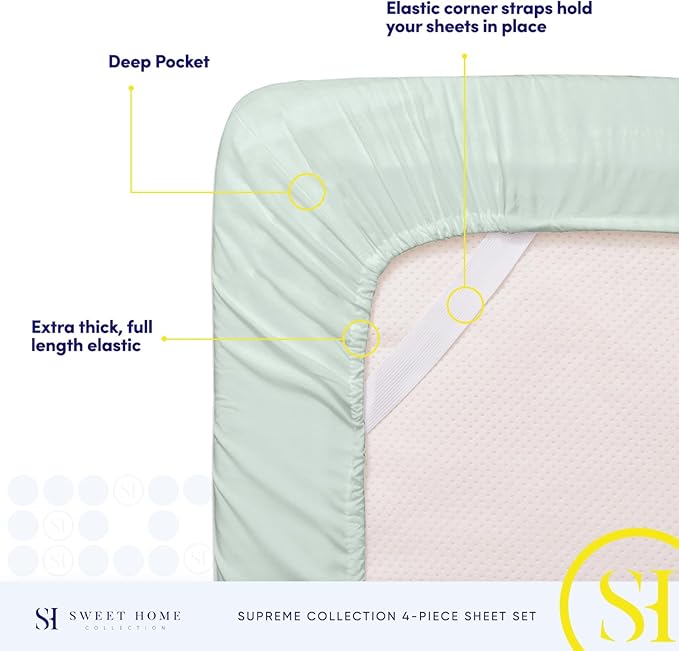 Twin Sheets - Breathable Luxury Sheets with Full Elastic & Secure Corner Straps Built In - 1800 Supreme Collection Extra Soft Deep Pocket Bedding Set, Sheet Set, Twin, Mint