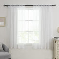 HUTO 2 Panels Small White Sheer Curtains 45 inches Long Rod Pocket Sheer Window Drapes Panels for Kitchen Bathroom