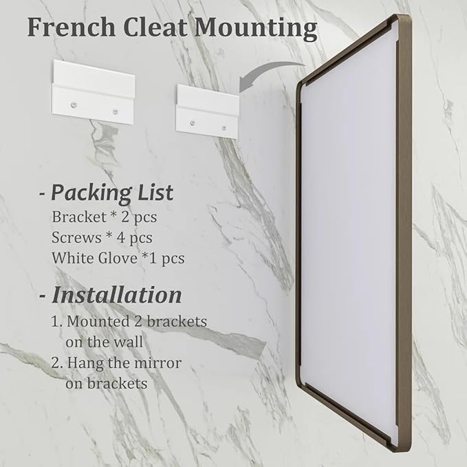 22x30 Bronze Bathroom Wall Mirror, Brushed Metal Framed Vanity Mirror for Wall, Rounded Rectangle Mirror for Modern Farmhouse Wall, Anti-Rust (Horizontal/Vertical)