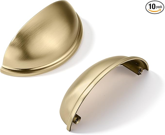khtumeware 10 Pack 2-1/2" Drawer Pulls Champagne Bronze Cabinet Cup Pulls Kitchen Hardware Cabinet Handles Drawer Handles Knobs 2.5 inch Hole Center